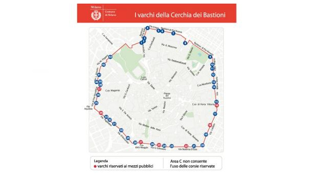 Immagine: Area C di Milano: terzo giorno, traffico ridotto del 38%