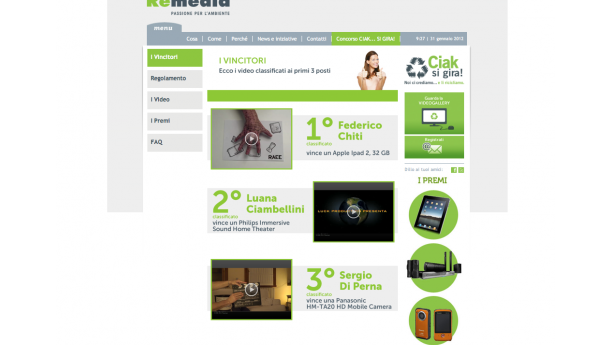 Immagine: Si è chiuso il concorso di ReMedia  “CIAK SI GIRA! Noi ci crediamo e li ricicliamo”