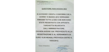 Torino: un condominio vuole dieci euro al mese per parcheggiare la bicicletta in cortile | Video