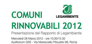 Comuni rinnovabili 2012: fonti pulite presenti nel 95% delle città italiane