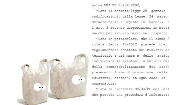 Immagine: Sacchetti: il decreto pubblicato in Gazzetta. Le multe scatteranno solo dopo l'ok di Bruxelles