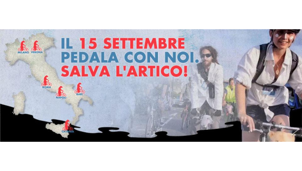 Immagine: Greenpeace in bici per salvare l'Artico con la #PedalataPolare