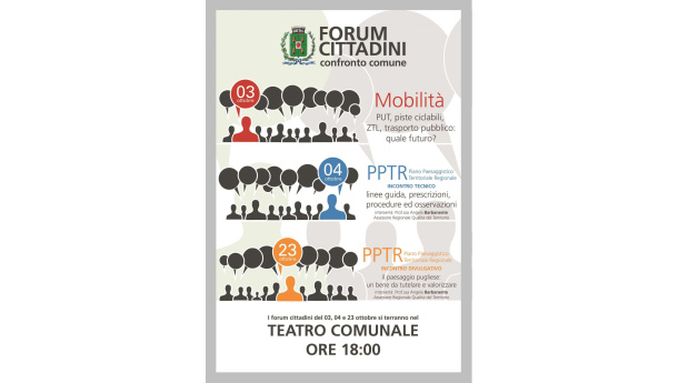 Immagine: Corato: tre forum cittadini sulla mobilità urbana e sul piano paesaggistico regionale