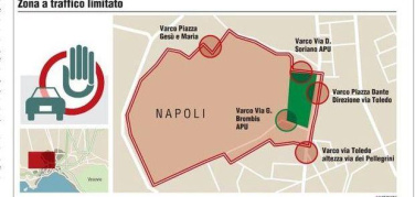 Napoli Ztl, stop alle auto ma niente multe per 30 giorni