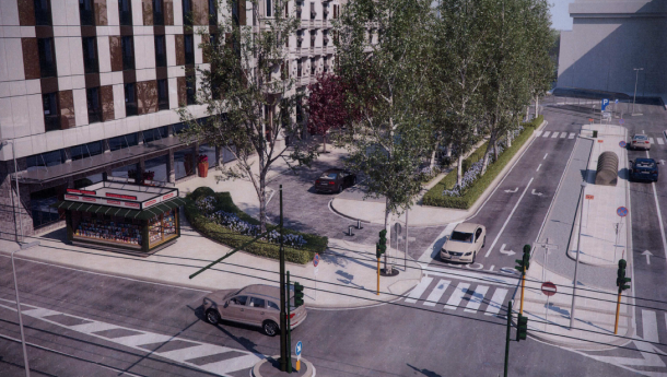 Immagine: Piazza Duca d'Aosta lato ovest: alla nuova area pedonale ci penserà l'Hotel Gallia