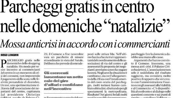 Immagine: Torino: sosta gratuita in centro nelle domeniche prima di Natale