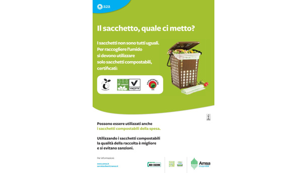 Immagine: AMSA: i sacchetti non sono tutti uguali. Usa quello compostabile certificato!