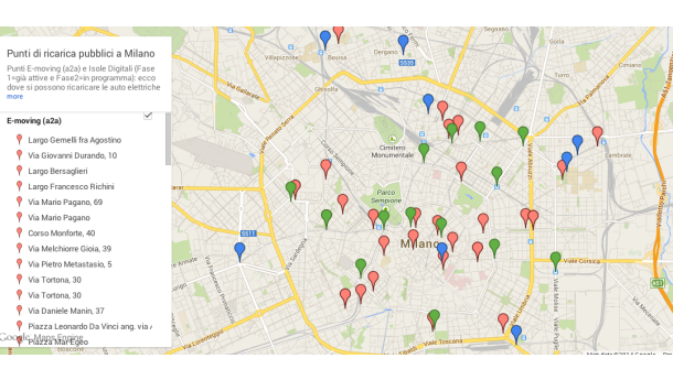 Immagine: Auto elettriche, a Milano 110 punti di ricarica: raddoppiati nel 2013