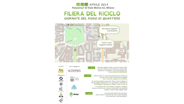 Immagine: Milano: invito alle Giornate del Riuso a Palazzina7 di viale Molise. Banco oggetti dismessi e incontro sabato 12 aprile