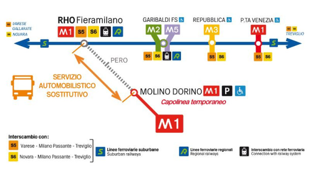 Immagine: M1, stazioni Pero e Rho-FieraMilano chiuse per i lavori per EXPO