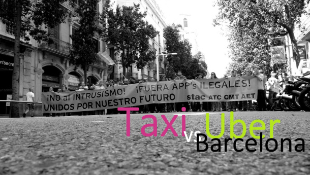 Immagine: Taxi contro Uber: la protesta a Barcellona