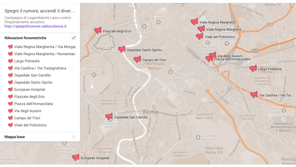 Immagine: La mappa interattiva del rumore a Roma