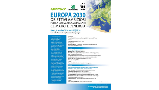 Immagine: Clima, appello delle associazioni a Renzi: il Consiglio UE approvi obiettivi ambiziosi per il 2030