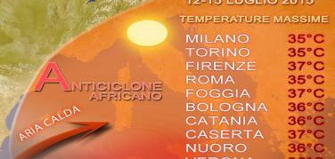 Dopo una breve tregua ritorna il caldo africano. In alcune città picchi vicini ai 39°- 40° C