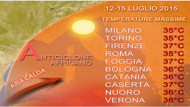 Immagine: Dopo una breve tregua ritorna il caldo africano. In alcune città picchi vicini ai 39°- 40° C