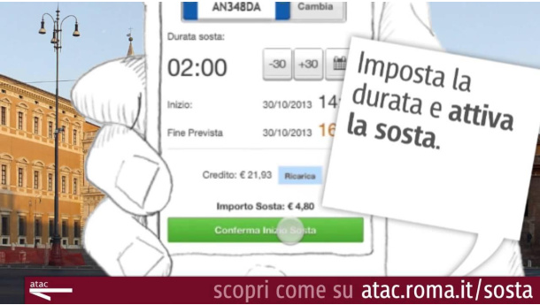 Immagine: Atac.sosta: il pagamento delle strisce blu a Roma da smartphone anche con SostaSmart e Smarticket