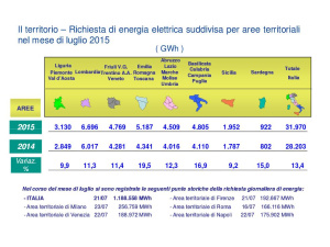 Consumi di energia elettrica in Italia: a luglio 2015 +13,4%