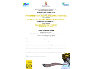 Bari convegno il 30 e 31 ottobre. Muoversi in bici: salute, sviluppo, economia e ambiente