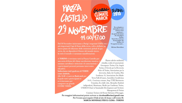 Immagine: Marcia per il clima, Torino c'è! Domenica 29 novembre in piazza Castello