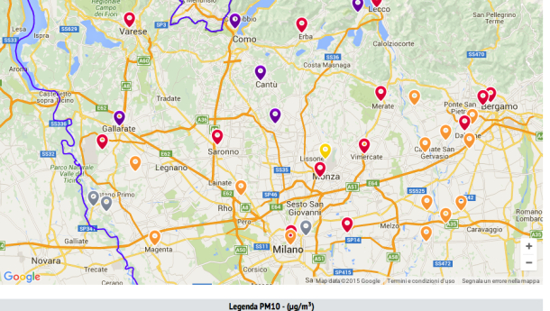 Immagine: Smog, Milano al 10°giorno consecutivo di polveri sottili oltre il limite. 70 µg/m³ la media PM10 di venerdì