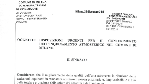 Immagine: Milano, blocco del traffico da lunedì 28 a mercoledì 30 dicembre. Ecco l'ordinanza