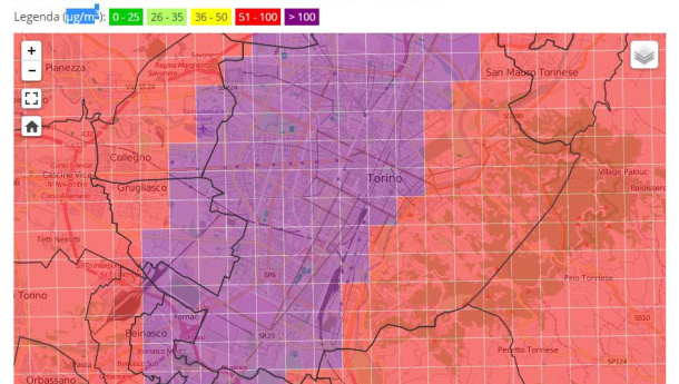 Immagine: Torino. Peggiora la qualità dell'aria e l'Arpa prevede il superamento dei 100 µg/m3 di Pm10