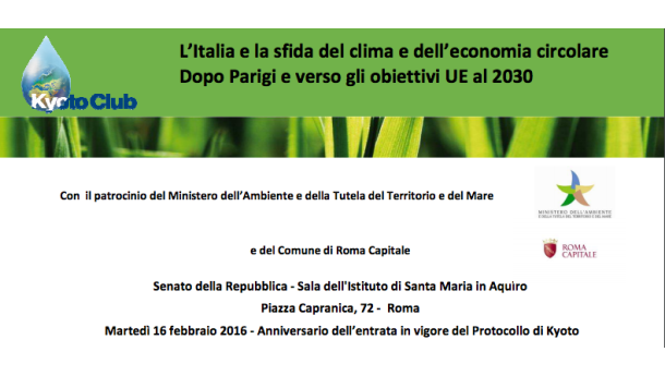 Immagine: L'Italia e la sfida del clima e dell'economia circolare: il 16 febbraio a Roma il convegno annuale di Kyoto Club