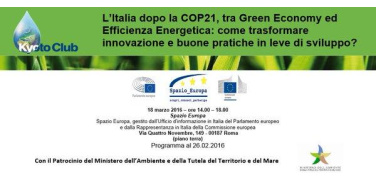 L'Italia dopo la COP21, a Roma il 18 marzo il convegno di Kyoto Club