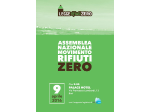 Bari, il 9 aprile la IV Assemblea Nazionale del Movimento Legge Rifiuti Zero
