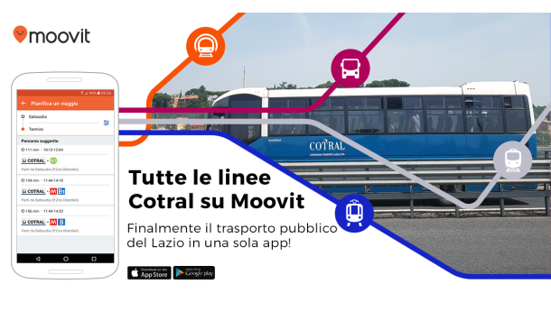 Immagine: Mobilità su smartphone: Moovit aggiunge le linee Cotral nel Lazio