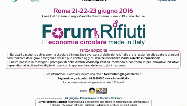 Immagine: Il Forum Rifiuti torna a Roma dal 21 al 23 giugno e premia i Comuni Ricicloni | Programma