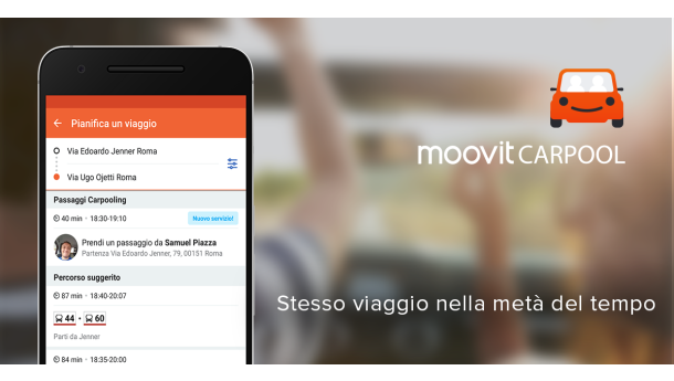 Immagine: Mobilità sostenibile, Moovit lancia il  Carpooling a Roma