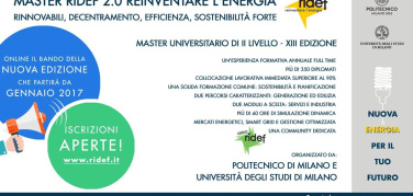Master RIDEF 2.0 Reinventare l’energia, le iscrizioni per l'anno 2017