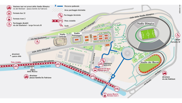 Immagine: Arrivare allo Stadio Olimpico a piedi o in bici: Roma Gioca Sostenibile