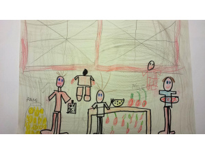 I bambini della scuola di via Giusti disegnano il banchetto antispreco