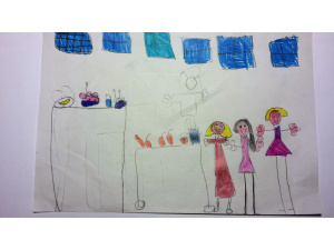 I bambini della scuola di via Giusti disegnano il banchetto antispreco