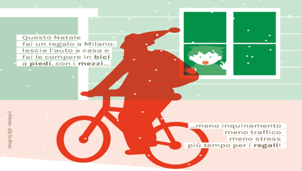 Immagine: Babbo Natale non usa l'auto! A Milano Confesercenti aiuta Genitori Antismog e Ciclobby