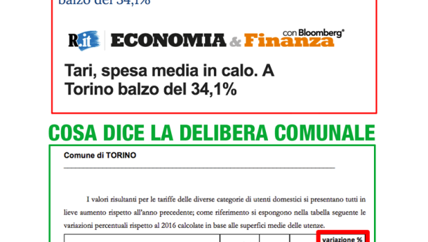 Immagine: Tari aumentata del 34% a Torino? Solo questione di tempistiche