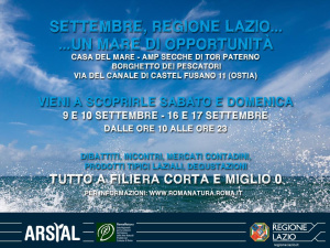 Torna nel weekend 16/17 settembre  l’iniziativa “Settembre, Regione Lazio ...un mare di opportunità”