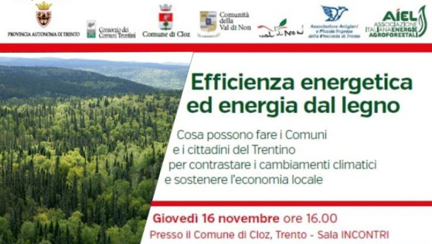 Immagine: ‘Efficienza energetica ed energia dal legno’, a Cloz (Tn) un convegno sulle politiche attive e concrete per contrastare i cambiamenti climatici