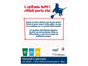 A Bari il 5 gennaio arriva ‘la Befana dell'AMIU’. Doni per i piccoli cittadini che differenziano i rifiuti