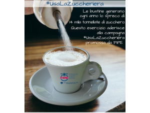#usalazuccheriera. Sono 14 milioni i kg di rifiuti generati in un anno dall’uso delle bustine di zucchero