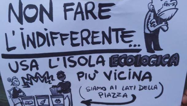 Immagine: ‘Non fare l’indifferente’, la vignetta di Guido a favore di una corretta raccolta differenziata a Terra Madre 2018