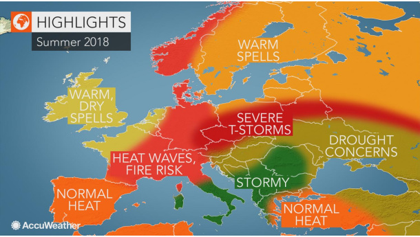 Immagine: L'anno più caldo di sempre in Europa è il 2018. Nuovi dati del Noaa