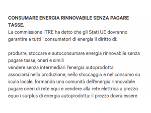'Energia libera': libertà di scambiare e vendere energie rinnovabili. Giovedì le firme della petizione in Senato