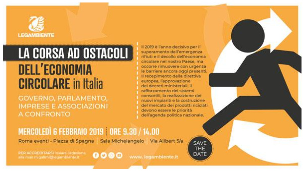 Immagine: 'La corsa ad ostacoli dell'economia circolare in Italia', Roma mercoledì 6 febbraio