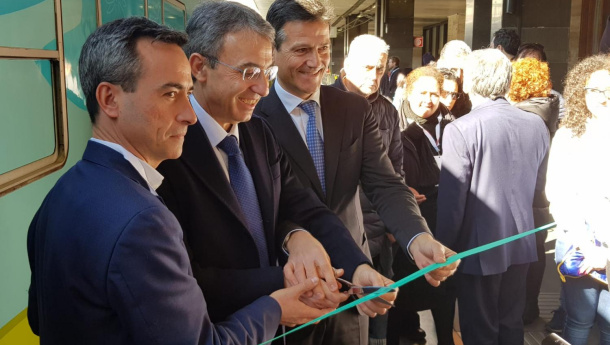 Immagine: Inaugurato il Treno Verde 2019 di Legambiente e Ferrovie dello Stato Italiane. Viaggio in 12 tappe, da Palermo a Milano, per una mobilità a zero emissioni