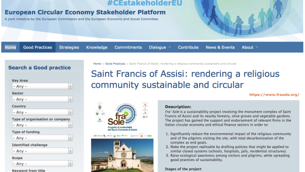 Immagine: Il Progetto di sostenibilità del Sacro Convento di Assisi inserito, dall’Unione Europea, nella sezione 'Good Practices'