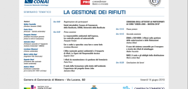 Matera, 14 giugno: seminario su 'La gestione dei rifiuti'