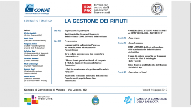 Immagine: Matera, 14 giugno: seminario su 'La gestione dei rifiuti'